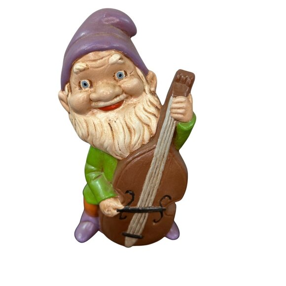 VTG Gnome Elves Dwarves Set of 2 MCM Decor 60/70’s Musical Instruments Kitschy - Picture 3 of 9